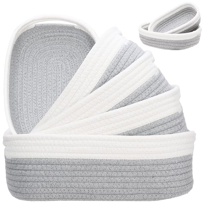 7 Piece Cotton Rope Woven Basket Set - Image 8