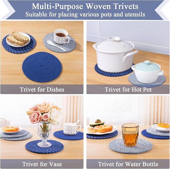 SHACOS 10 Inches Trivets for Hot Dishes, 4 Pieces Cotton Trivets Mats for - Image 7