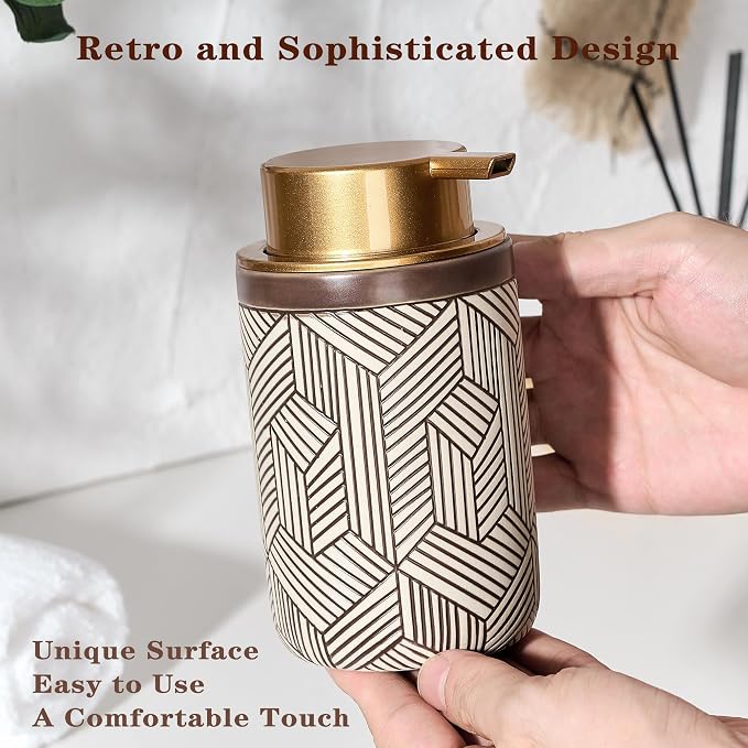 Brown Foaming Soap Dispenser, Ceramic Foam Soap Dispenser - Image 6