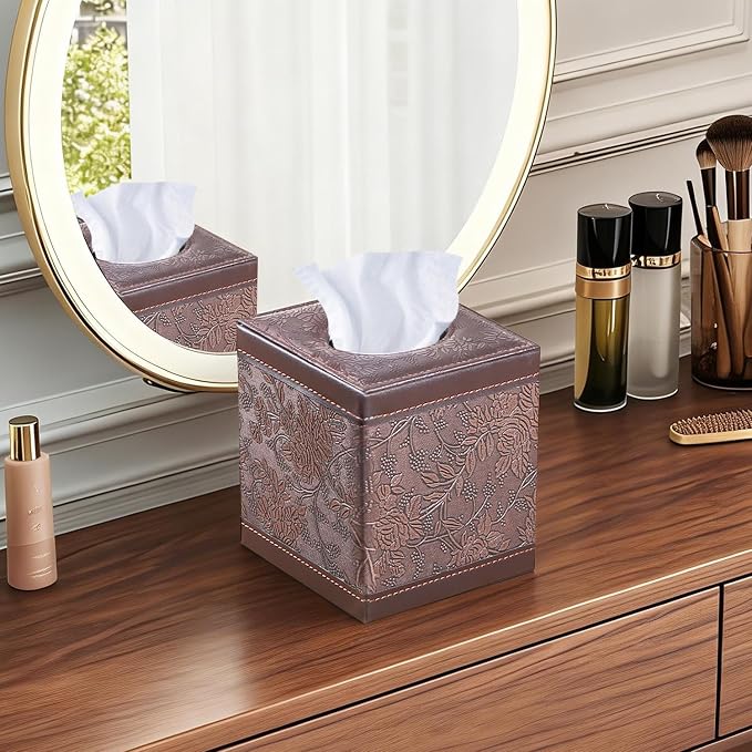 Leather Tissue Box Cover Square, Upgrade 99% Compatible Large Size, Cube Tissue - Image 6