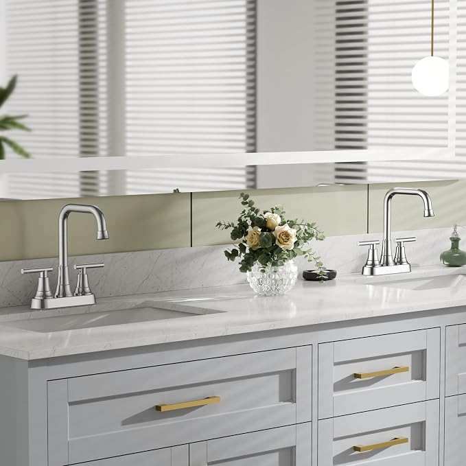 FORIOUS Bathroom Faucets for Sink 3 Hole Chrome, 4 Inch Centerset Bathroom Sink - Image 8