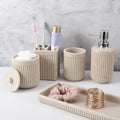 Resin Beige Bathroom Accessories Set 5 Pcs, Lotion Soap Dispenser, Toothbrush by BetterbathroomwithXLHOME