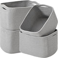 Storage Baskets for Organizing & Shelves, Woven Cotton Rope Organization Bins by ICERZCZ