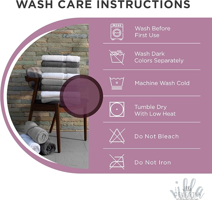 100% Cotton Bath Towel Set of 12-4 Bath Towels, 4 Hand Towels, 4 Wash Cloths - Image 6