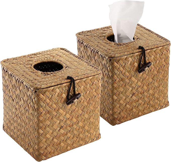 Yesland 2 Pack Square Seagrass Facial Tissue Box by Yesland