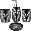 Zahari Home 4pc Sinatra Stylish Bathroom Accessories Set Black Soap by ZahariHome