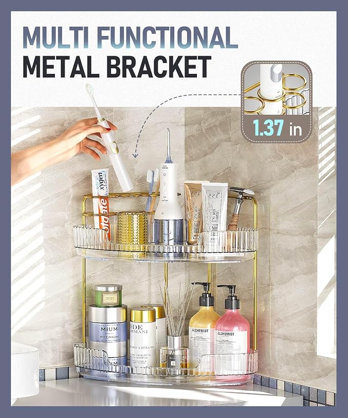 2-Tier Corner Bathroom Organizer Counter - Image 7