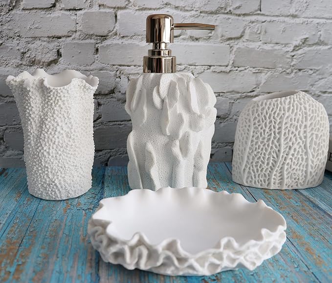 Hymmah Bathroom Accessories Set, Coral Seashell Design Toothbrush Holder - Image 6