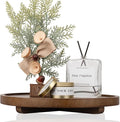 Round Decorative Tray Wood Bathroom Counter Organizer Farmhouse Kitchen Decor by zoocatia
