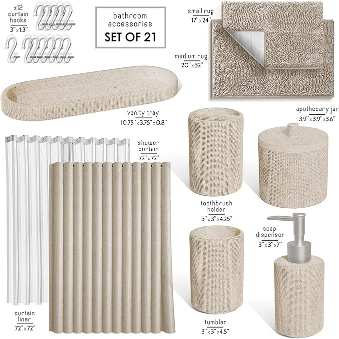 Clara Clark Beige Bathroom Set - Image 2