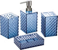 Blue Bathroom Accessories Set, Diamond Pattern Bathroom Soap Dispenser and by AKCEYON