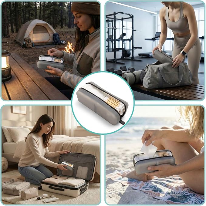 Cotton Pad Swab Travel Case – 2-in-1 Portable Waterproof Qtips Dispenser - Image 8