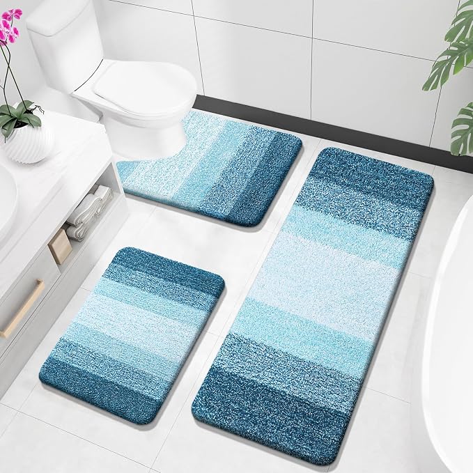 OLANLY Bathroom Rugs Sets 3 Piece, Soft Absorbent Microfiber Bath Mats and by OLANLY