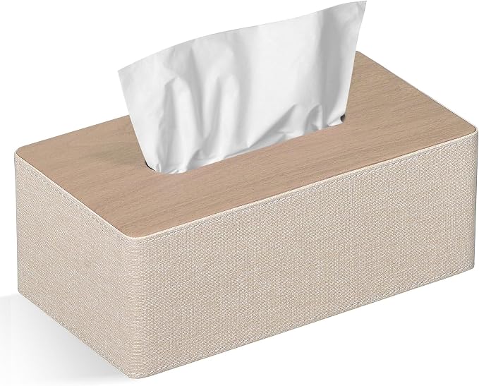 Tissue Box Cover Rectangular 9.8" x 5.3" x 4.3" Refined Modern PU Leather by GOLRANLYE