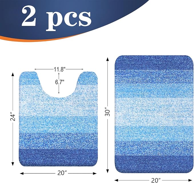 OLANLY Bathroom Rug Set 2 Piece, Soft Absorbent Microfiber Bath Mats and - Image 2