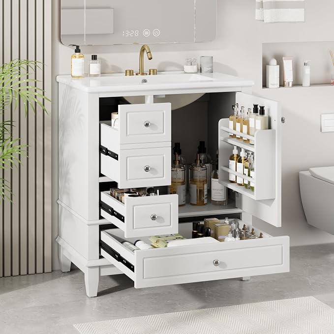 30" Bathroom Vanity with Sink, Harper & Bright Designs Free Standing Single by HarperBrightDesigns