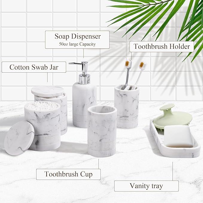 Bathroom Accessories Set, 6-Piece Bathroom Accessory Set, Toothbrush Holders Set - Image 6