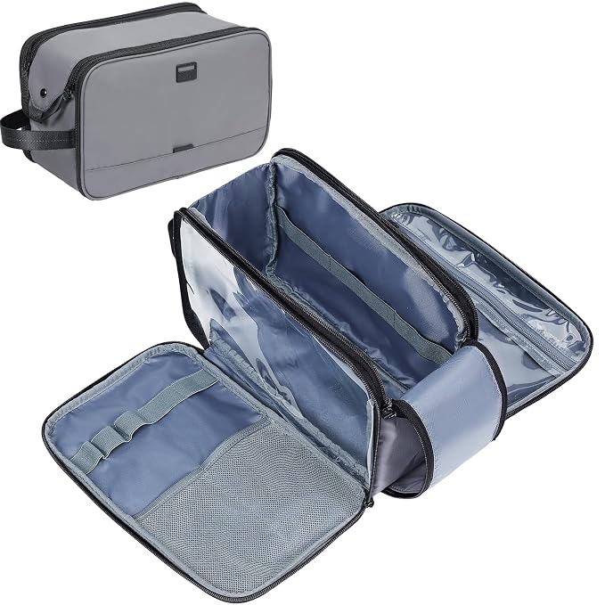 ZEEMO Travel Toiletry Bag for Men, Large Water-Resistant Double-Sided Full-Open by ZEEMO