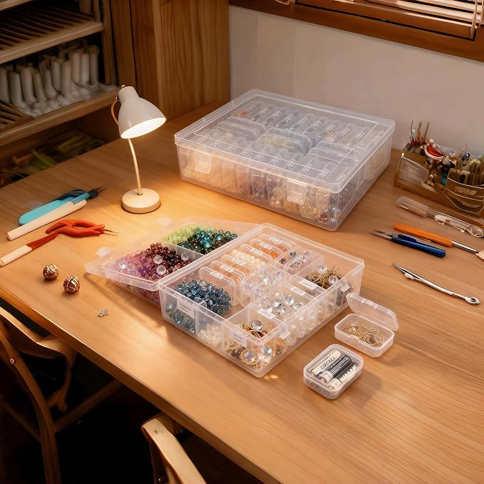 Goodma Small Bead Organizers, 54 Pieces Plastic Storage Cases Mini Clear - Image 5