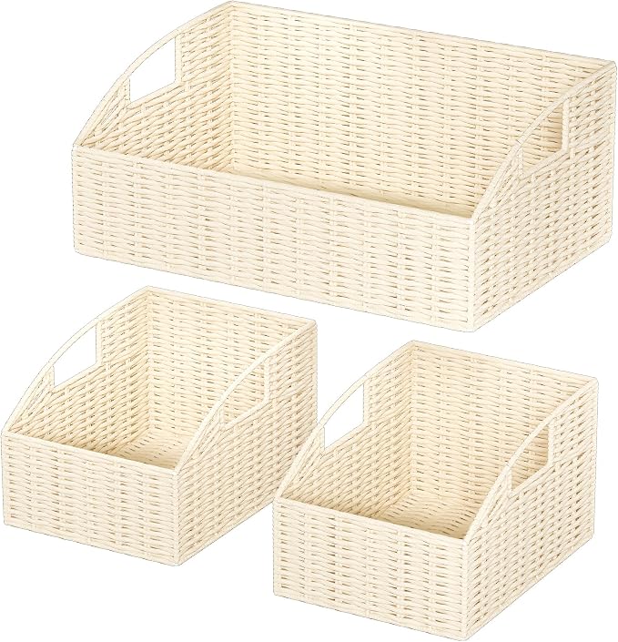 Ollieroo Rattan Storage Baskets, Handwoven Wicker Storage Bins by Ollieroo