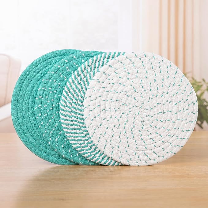 SHACOS 8 Inches Trivets for Hot Dishes, 4 Pieces Cotton Trivets Mats for Kitchen - Image 9