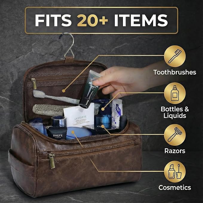 Men’s Hanging Toiletry Bag, Large Capacity Travel Dopp Kit Organizer - Image 3