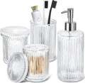 Bathroom Accessories Set, 4 Pack Clear Glass Bath Accessory Sets Complete by RYTOXILOBrightenUpYourHome