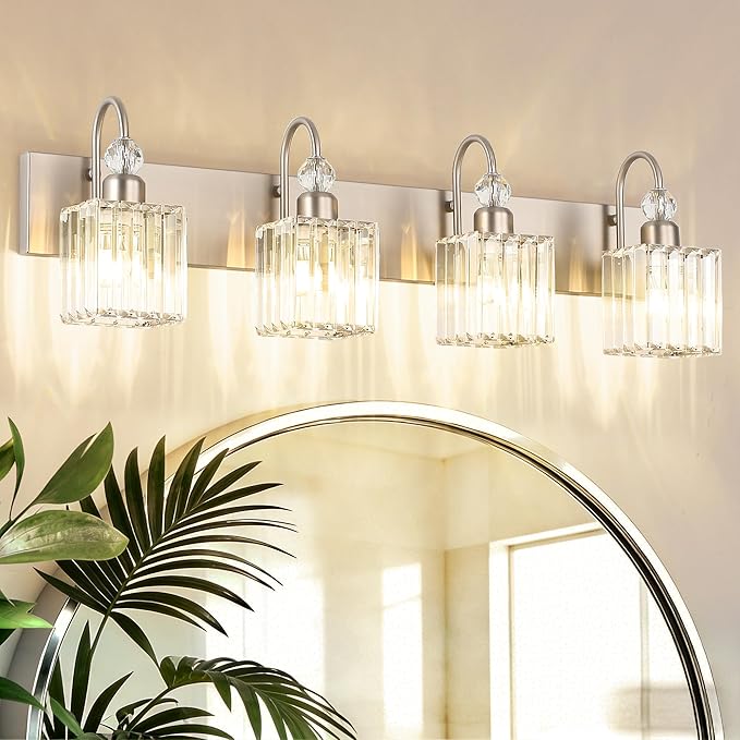 Ralbay Crystal Brushed Nickel Vanity Light by RalbayLighting