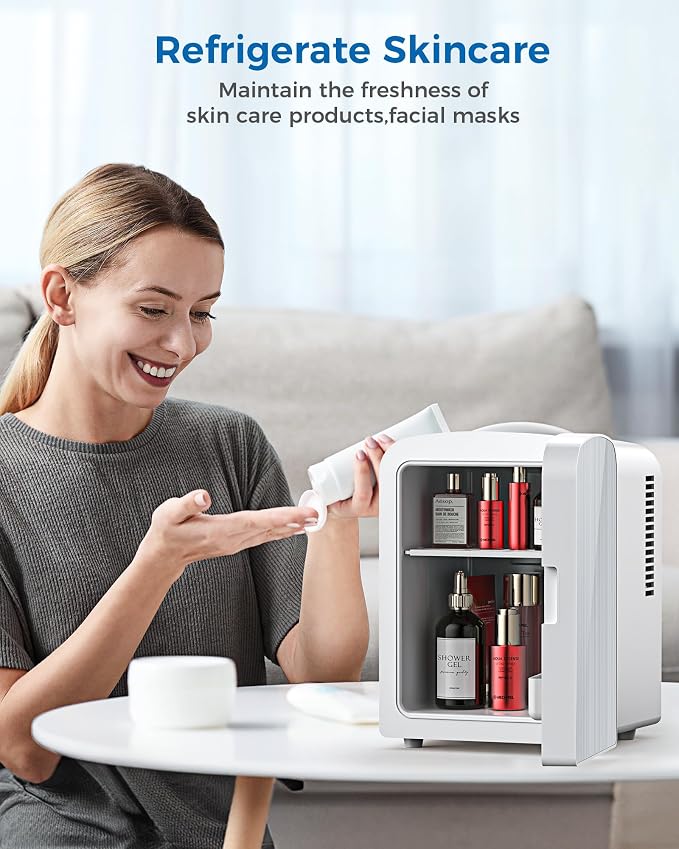 Mini Fridge, 4L/6 Cans Cooler & Warmer Portable Compact Refrigerator, Small - Image 7