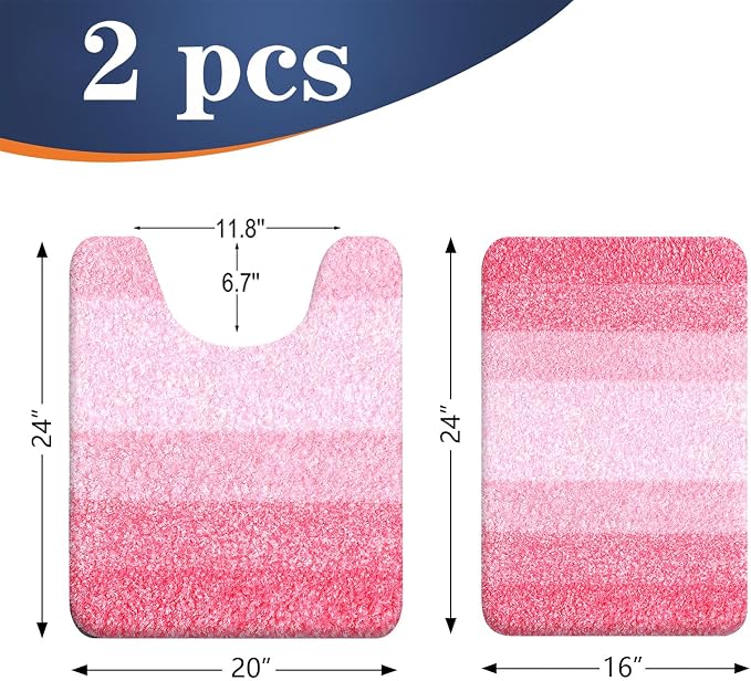 OLANLY Bathroom Rug Set 2 Piece, Soft Absorbent Microfiber Bath Mats and - Image 2