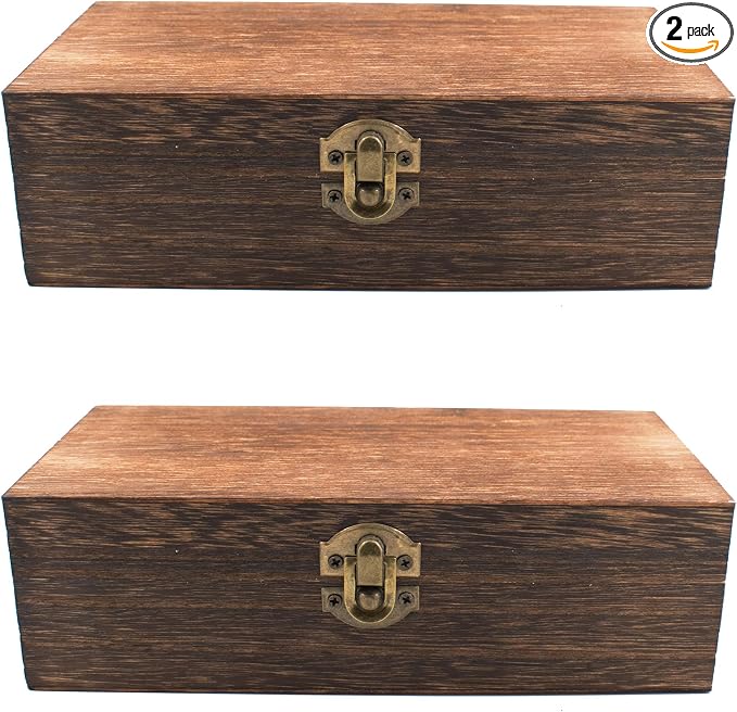 Wood Storage Box with Lid Solid Wood Container Box Decorative Table Large by HingoFuni