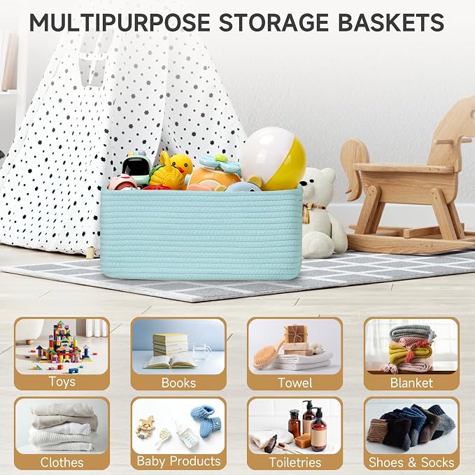 3-Pack Storage Baskets for Organizing | Woven Shelf Toy Basket | Rope Baskets - Image 6