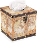Sumnacon Retro Wood Square Tissue Box Cover by Sumnacon