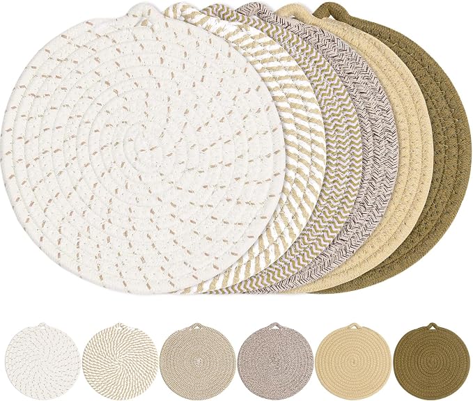 8" Trivets for Hot Dishes, 6 Pack Hot Pads for Kitchen Counter & Dining Table by PUPILLEMONJEWELRY