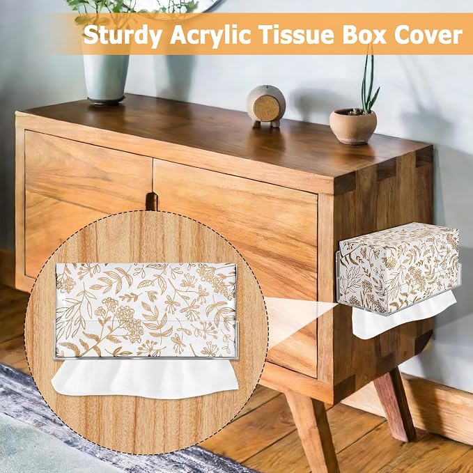 Acrylic Tissue Holder Wall Mounted, Classic Tissue Box Cover Tissues Organizer - Image 2