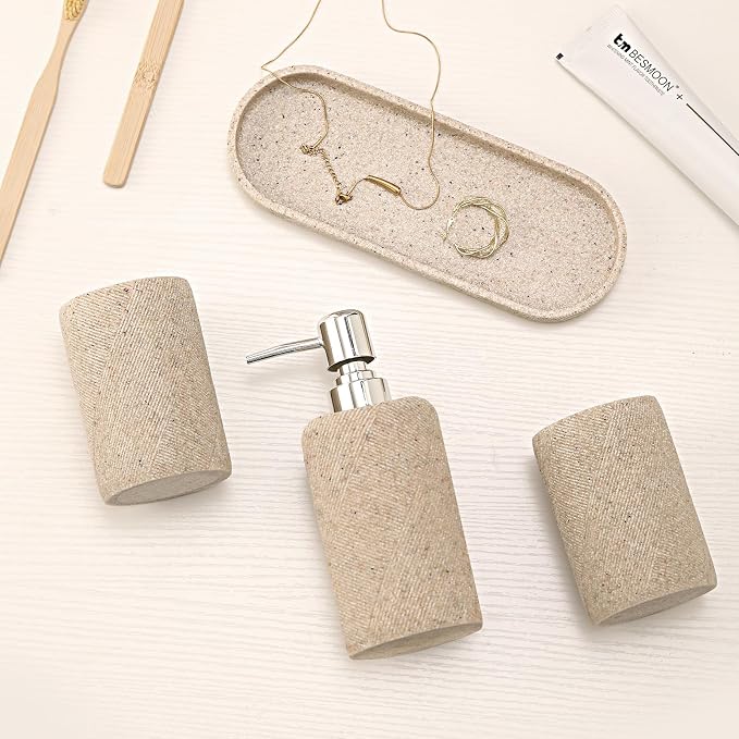 Bathroom Accessories Set, Bathroom Organizer Countertop, Soap Dispenser and - Image 7