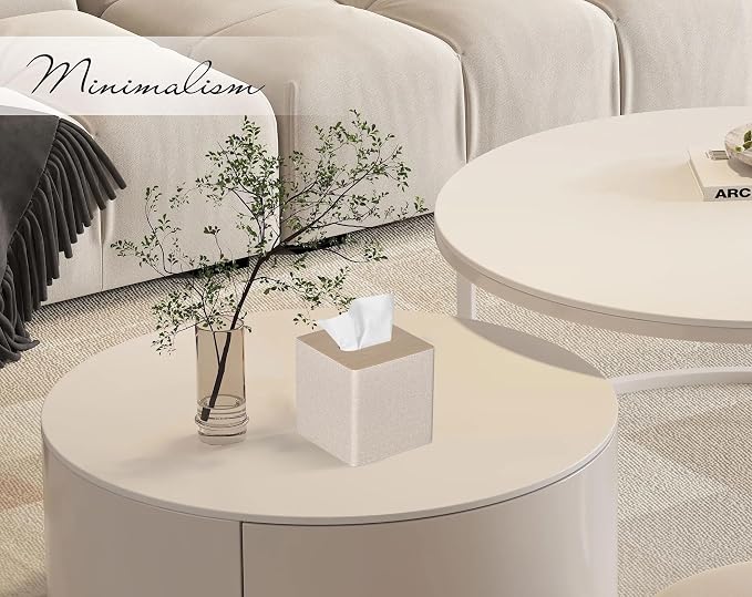 Tissue Box Cover Square PU Leather Facial Tissue Box Holder - Image 2