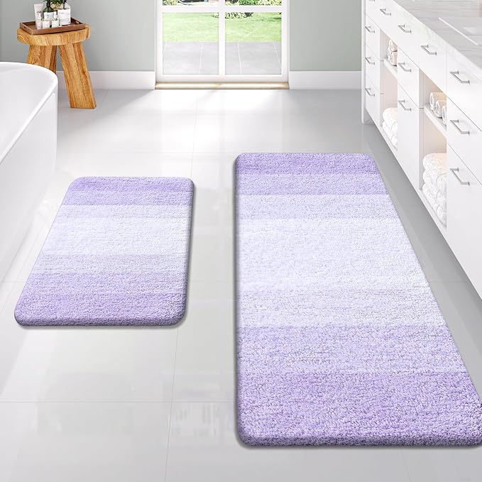 OLANLY Bathroom Rug Set 2 Piece, Soft Absorbent Microfiber Bath Rug Set by OLANLY