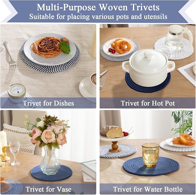 SHACOS 10 Inches Trivets for Hot Dishes, 4 Pieces Cotton Trivets Mats for - Image 7