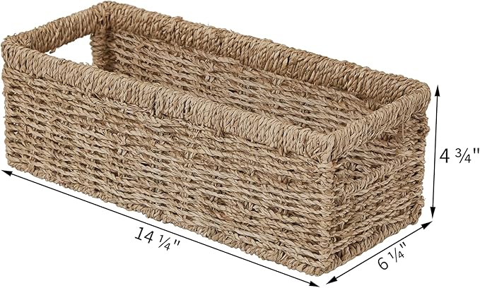 Vagusicc Wicker Storage Basket, Hand-Woven Seagrass Wicker Baskets - Image 2