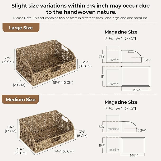 StorageWorks Pantry Baskets for Organizing, Seagrass Storage Baskets for Shelves - Image 2
