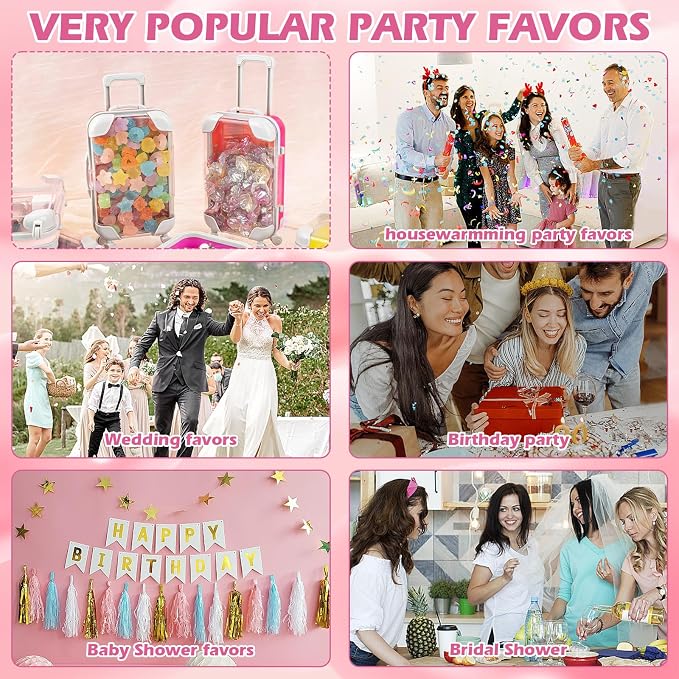 Kuabiz 20 Pack Mini Suitcase Party Favor Box Plastic Suitcase Gift Box Mini - Image 7