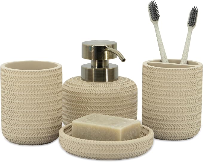 ZCCZ Beige Bathroom Accessories Set 4 Pcs by zccz