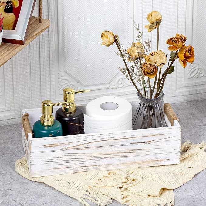 TIMRIS Rustic Wooden Toilet Paper Holder, Farmhouse Bathroom Decor, Toilet Tank - Image 2