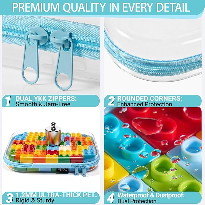YQBRA 4 Pack Clear Hard Shell Zipper Case, See-Through Hard Plastic Organizer - Image 5