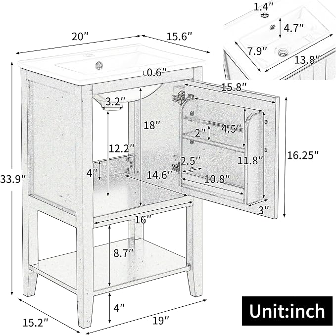 Bellemave 20" Small Bathroom Vanity - Image 2