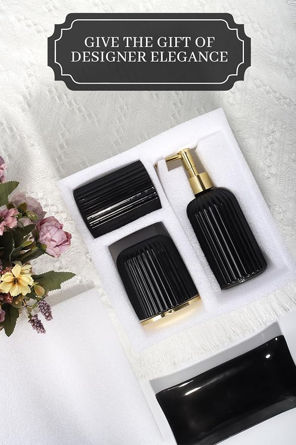 Designer Black Glass Bathroom Accessories Sets - Image 7