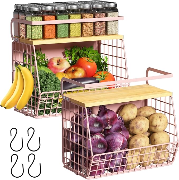 Magnetic Shelf for Fridge with Wood Lid, Fruit Potato and Onion Storage Bins by Ofiray-home