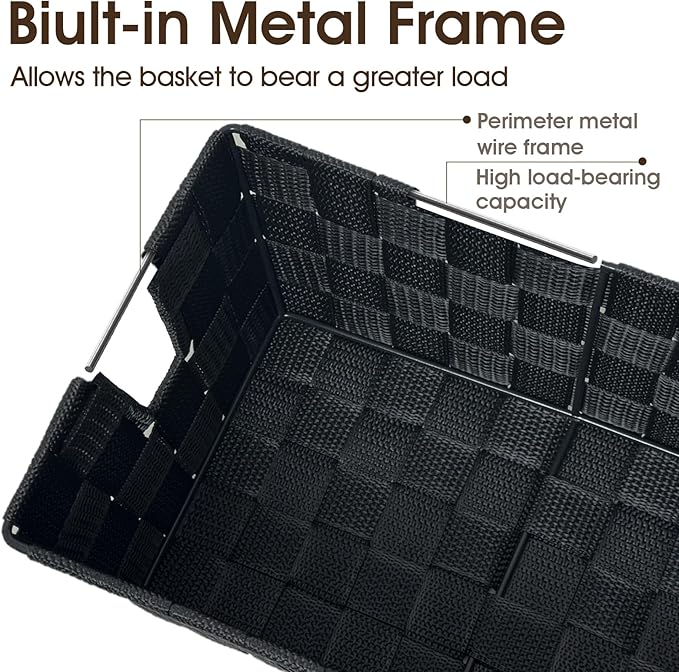homyfort Black Storage Baskets for Shelves, Woven Shelf Baskets for Organizing - Image 3