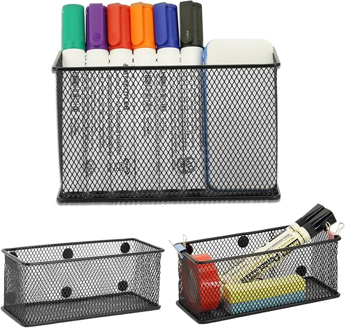 Neudeco Locker Shelf Organizer, Magnetic Pencil Holder, Metal Storage Basket - Image 2